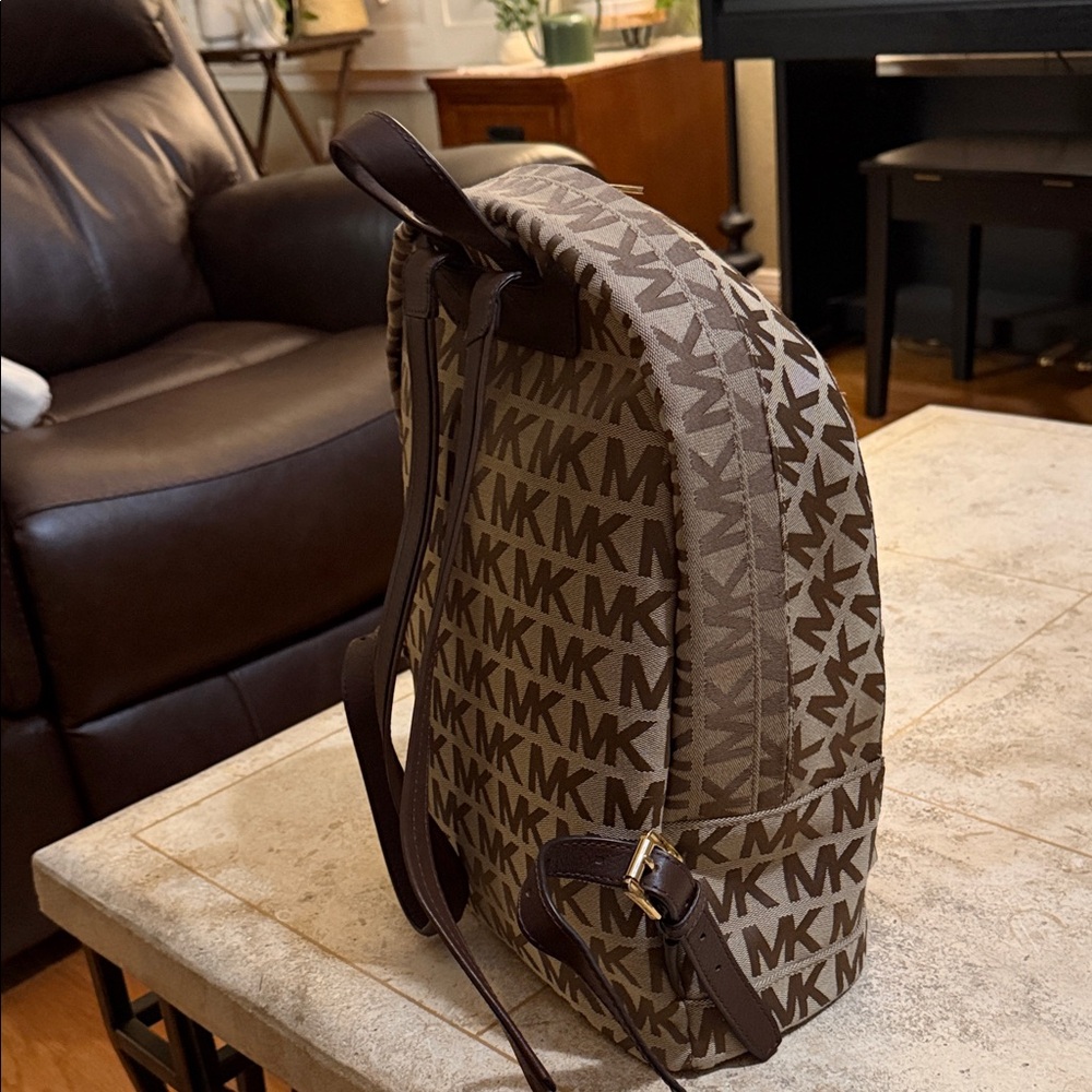 Michael Kors Signature Tan and Brown Backpack - Picture 3 of 5